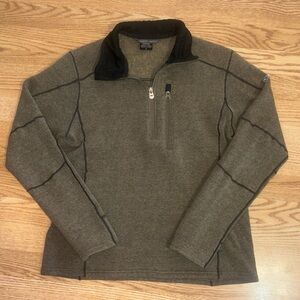 Vintage Kuhl Sweater Womens L Brown 1/4 Zip Fleece Hiking Camping Sweatshirt